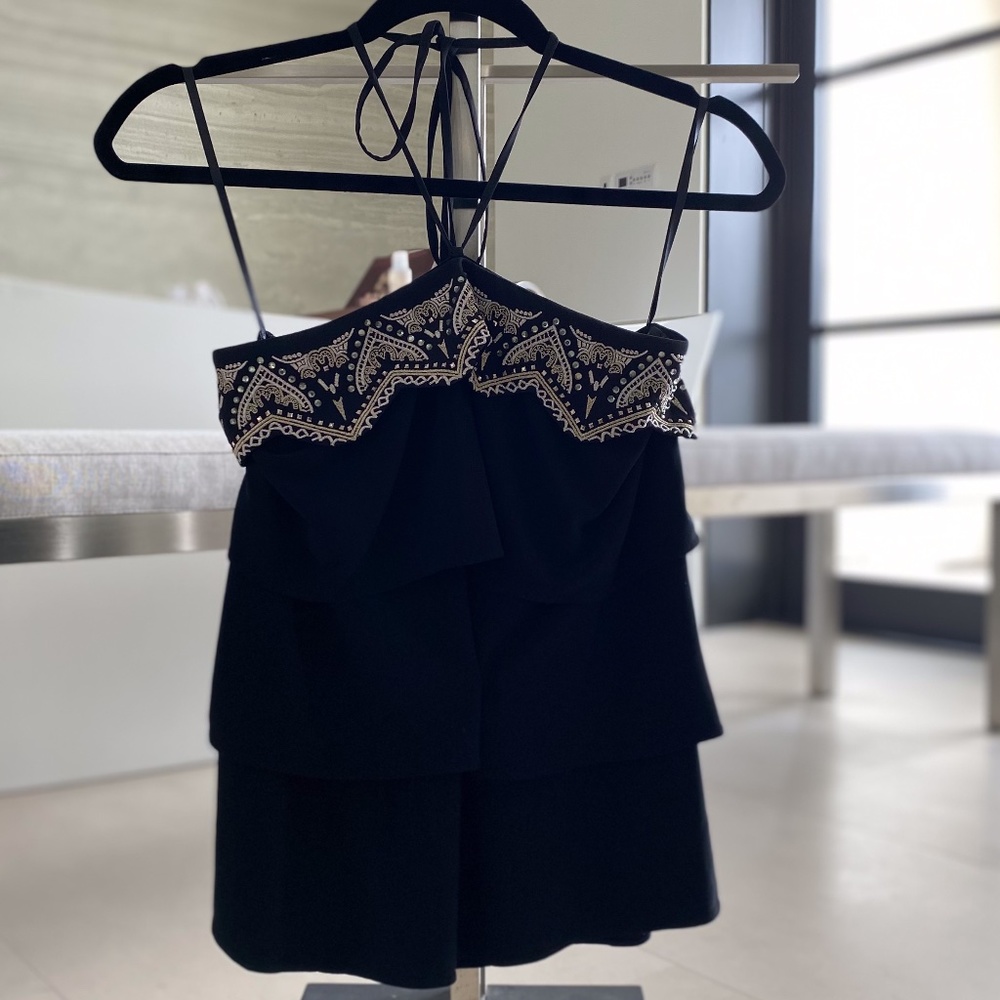 Black Ruffle Tank Top